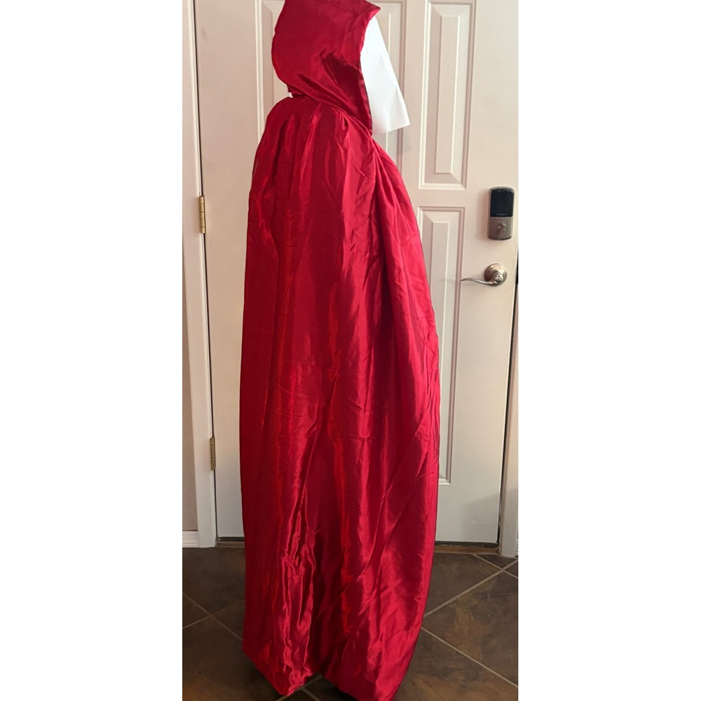Reversible Hooded Cloak Black Velvet Red Satin Halloween Costume Cape - Picture 9 of 11